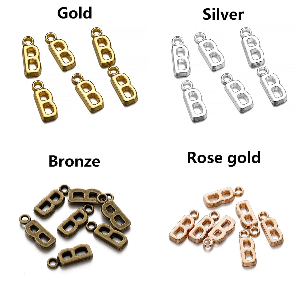 30 Stück 7 x 16 mm Legierung Alphabet AZ Buchstaben Charms Anhänger