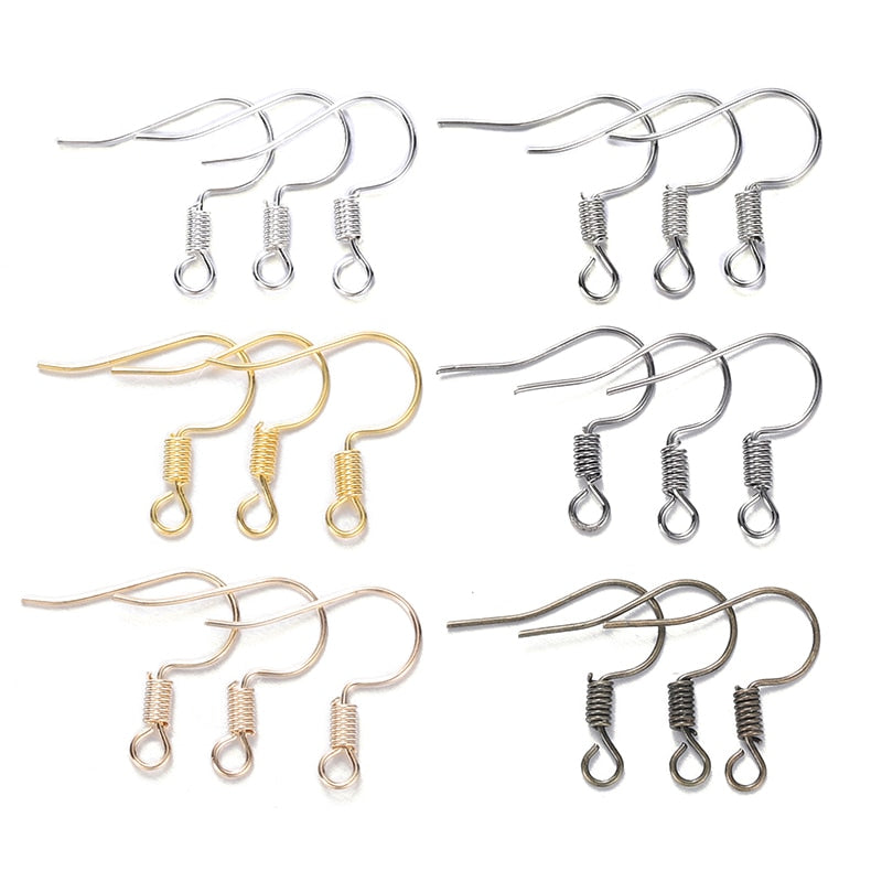 Crochets de boucles d'oreilles simples en métal, 100 pièces