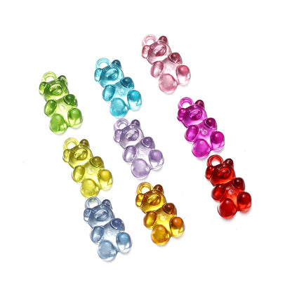 Candy Color Resin Mini Bear Charms, 10pcs
