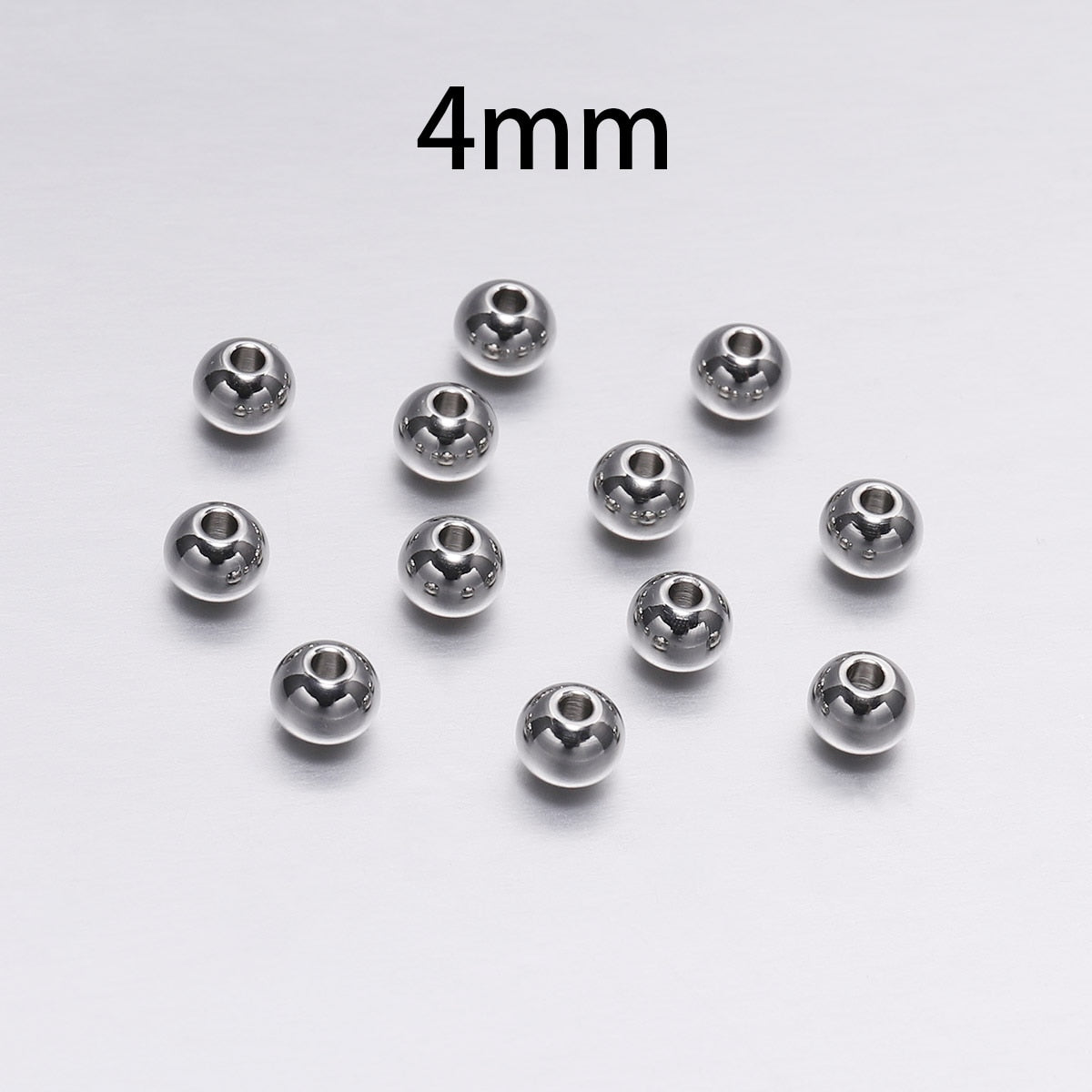 Round Stainless Steel Spacer Beads, 30-100pcs