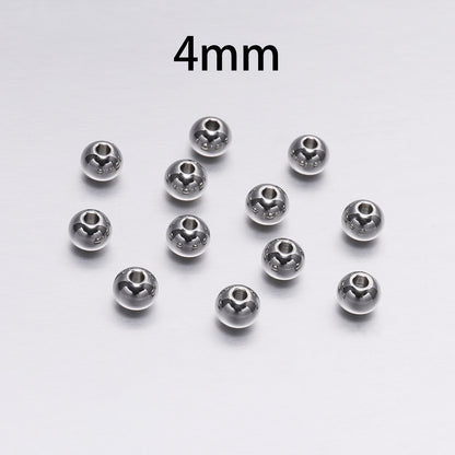 Round Stainless Steel Spacer Beads, 30-100pcs