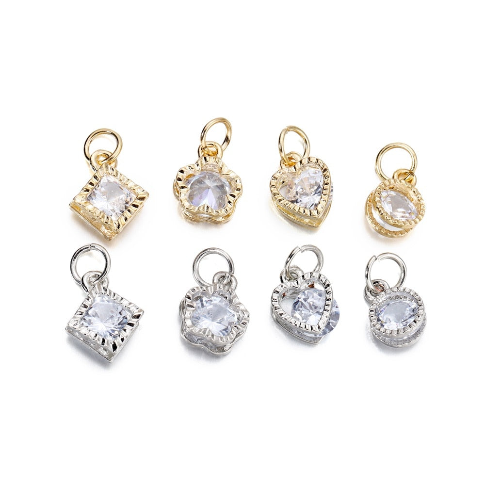 Breloques cœurs en strass, 10 pièces