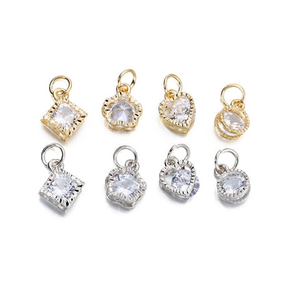 Breloques cœurs en strass, 10 pièces