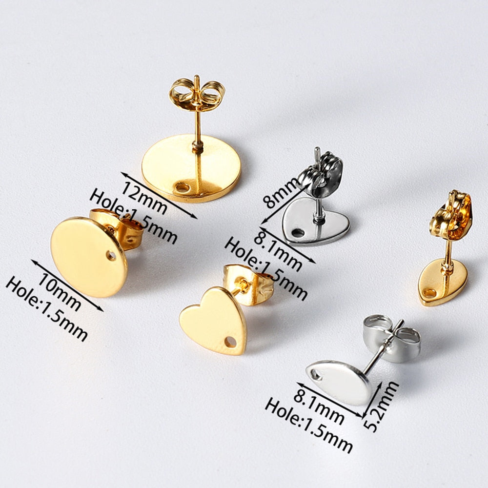 Stainless Steel Drops Ear Studs, 10pcs