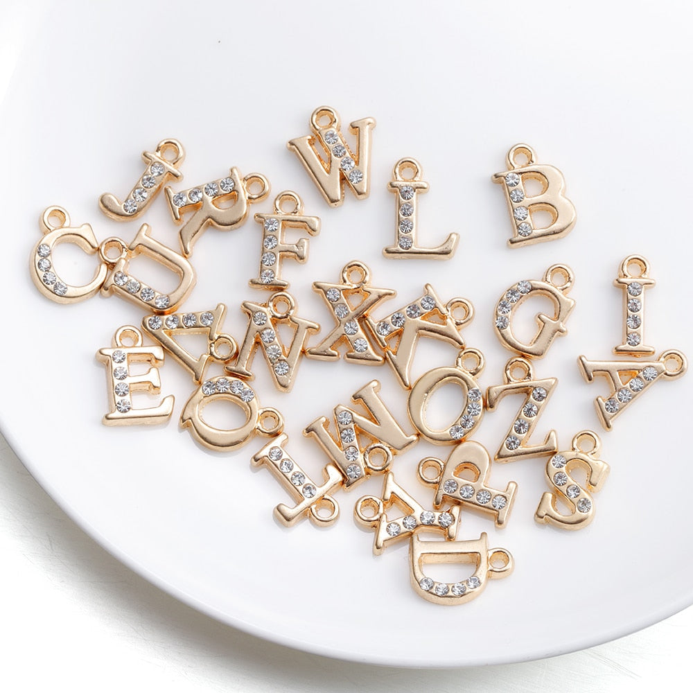 26 Stück Legierung eingelegte Strasssteine ​​AZ englische Buchstaben-Alphabet-Anhänger
