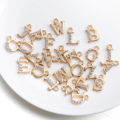 26 Stück Legierung eingelegte Strasssteine ​​AZ englische Buchstaben-Alphabet-Anhänger