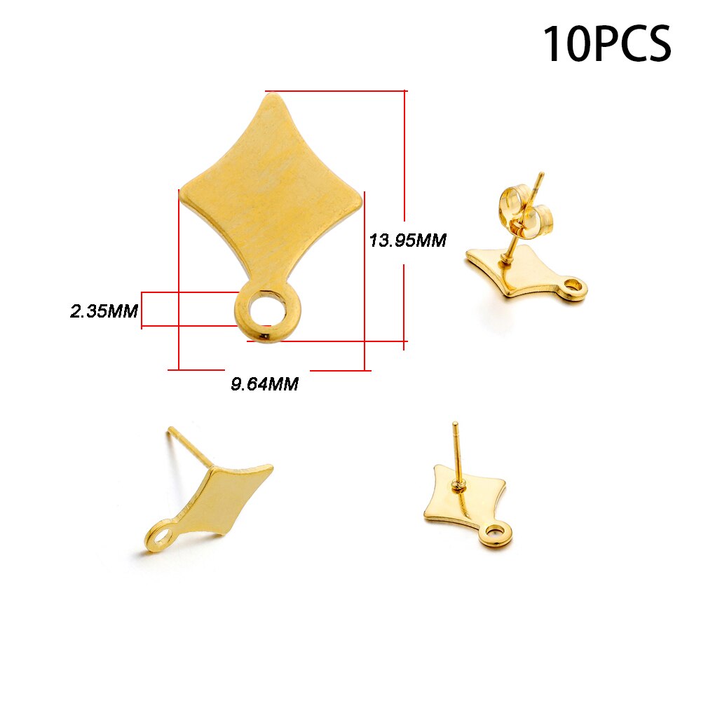 Clous de boucles d'oreilles vierges en acier inoxydable, 10-20 pièces