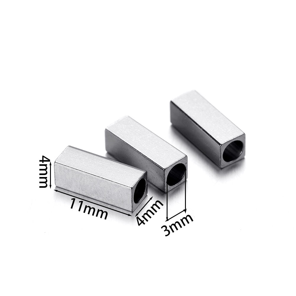 Perles d'espacement en tube et cube en acier inoxydable, 20 pièces