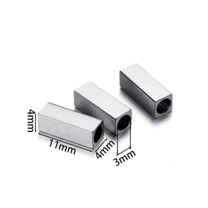 Perles d'espacement en tube et cube en acier inoxydable, 20 pièces