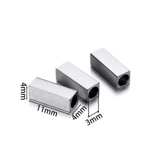 Edelstahlrohr- und Würfel-Abstandsperlen, 20 Stück