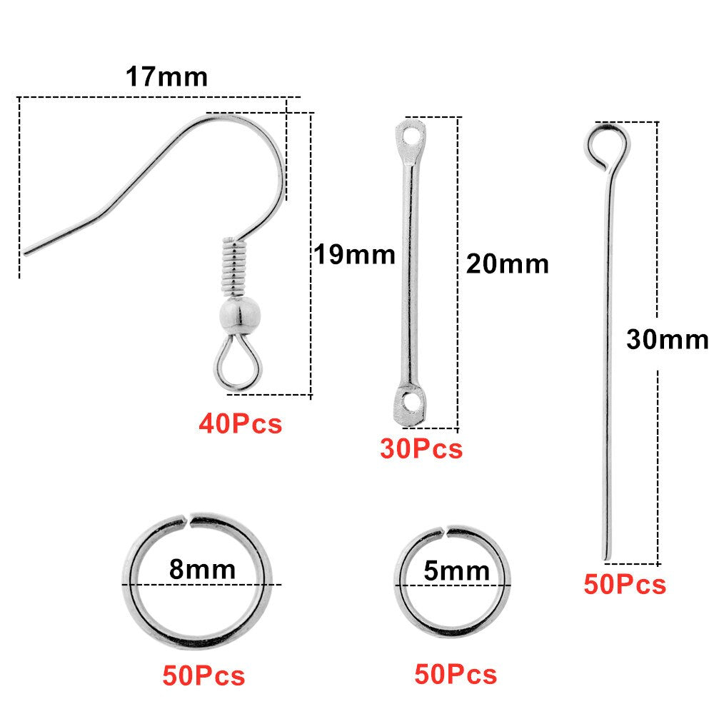 Ensemble de fabrication de boucles d'oreilles : crochets, anneaux et connexions, 100 à 300 pièces