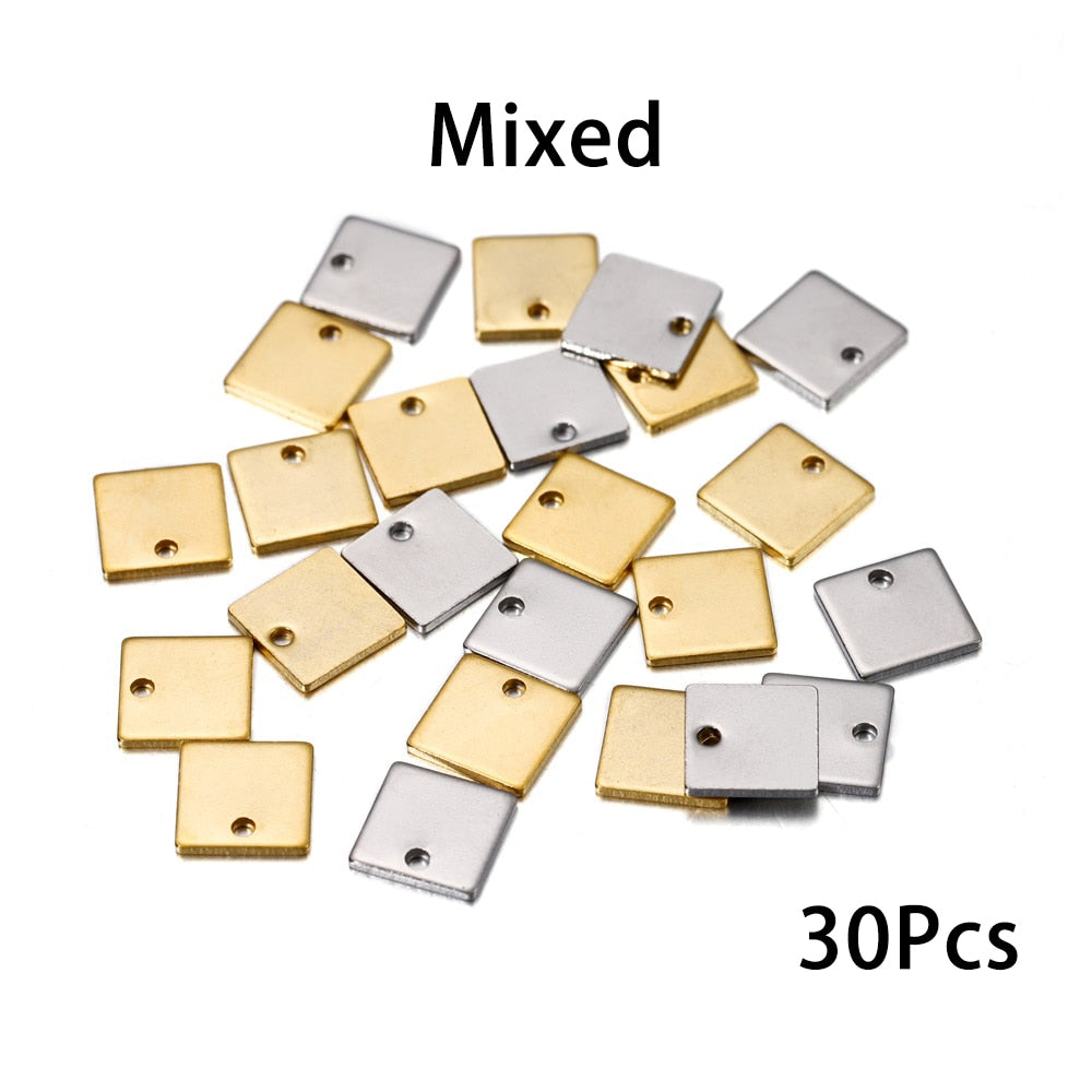 Stainless Steel Square Pendants Charms, 20-50pcs
