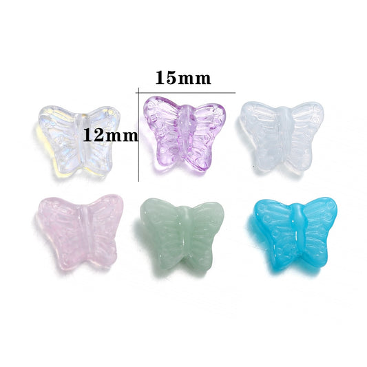 50pcs Multicolor Crystal Butterfly Acrylic Charms Bead