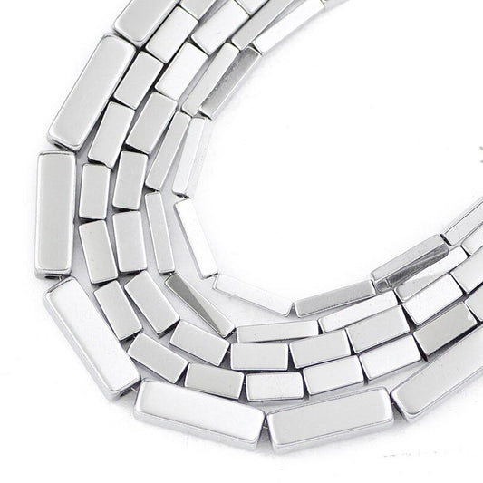 Silver Rectangle Hematite Beads, 2x4mm