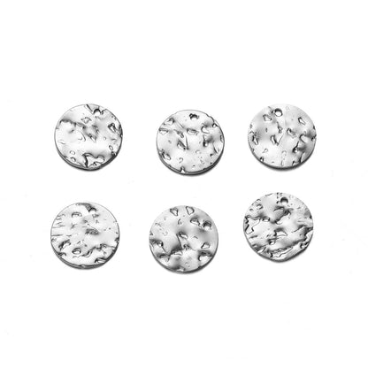 Runder Falten-Charms-Anhänger aus Edelstahl, 20–50 Stück