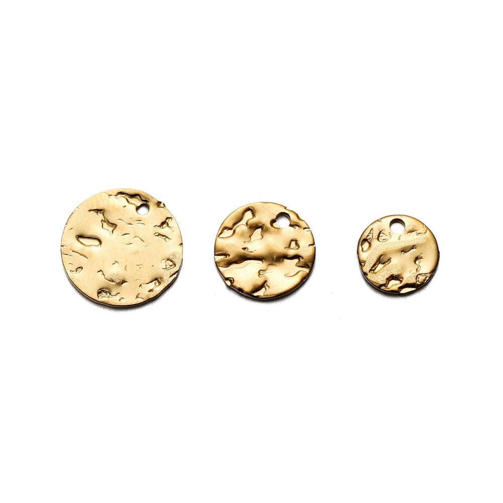 Runder Falten-Charms-Anhänger aus Edelstahl, 20–50 Stück