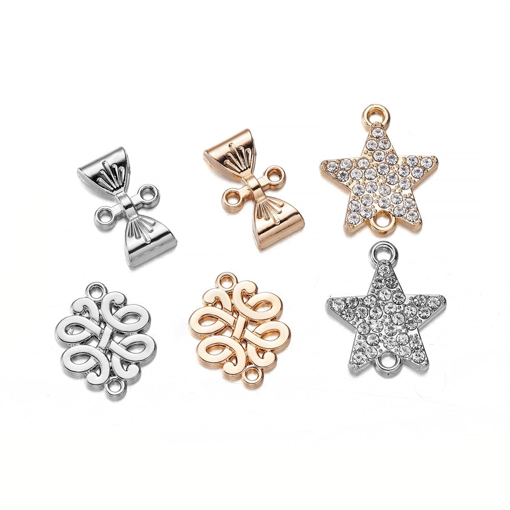 Noeud papillon à Double trou en alliage, pendentifs étoiles en alliage, 5 pièces