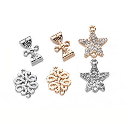 Noeud papillon à Double trou en alliage, pendentifs étoiles en alliage, 5 pièces