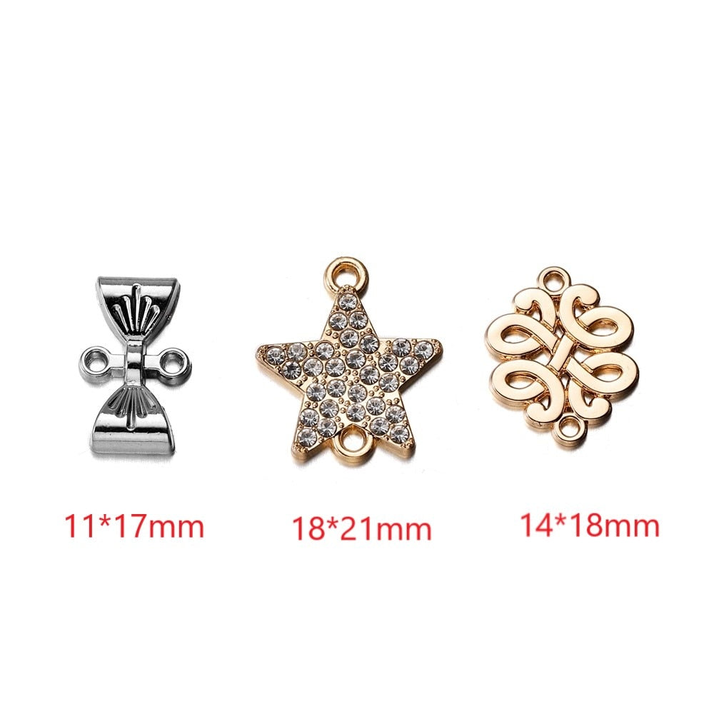Noeud papillon à Double trou en alliage, pendentifs étoiles en alliage, 5 pièces