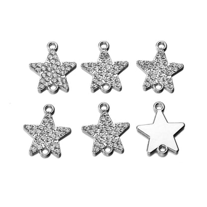 Noeud papillon à Double trou en alliage, pendentifs étoiles en alliage, 5 pièces