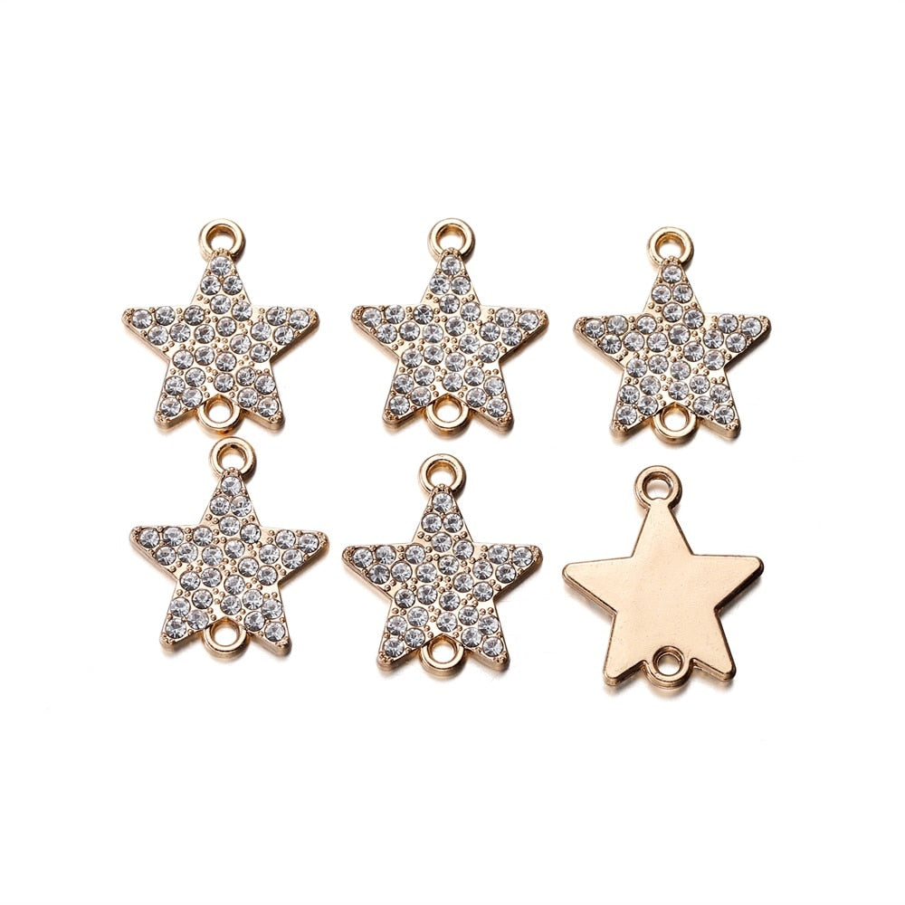 Noeud papillon à Double trou en alliage, pendentifs étoiles en alliage, 5 pièces