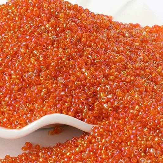 AB Orange Translucent Miyuki Delica seed beads, 2mm 12/0 preciosa japanese small glass beads, Iridescent Austria round beads, 1000pcs 