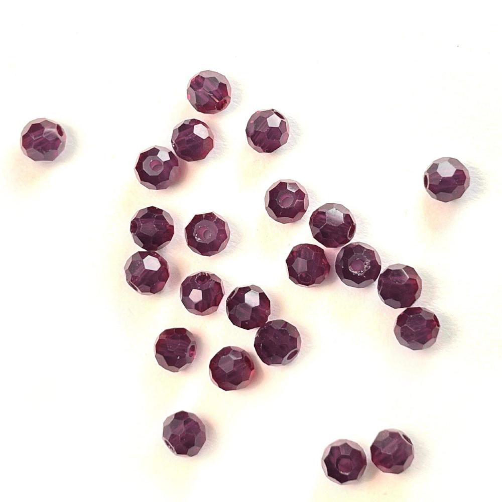 Amethyst Purple Topaz Czech Crystal 4mm Faceted Round Loose Beads, 100 pcs For Bracelet Necklace Jewelry Making 