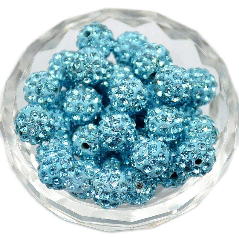 Aquamarine Crystal Rhinestone Round Beads, 6mm 8mm 8mm 10mm 12mm Pave Clay Disco Ball Beads, Chunky Bubble Gum Beads, Gumball Acrylic Beads 