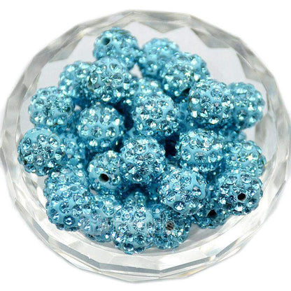 Aquamarine Crystal Rhinestone Round Beads, 6mm 8mm 8mm 10mm 12mm Pave Clay Disco Ball Beads, Chunky Bubble Gum Beads, Gumball Acrylic Beads 
