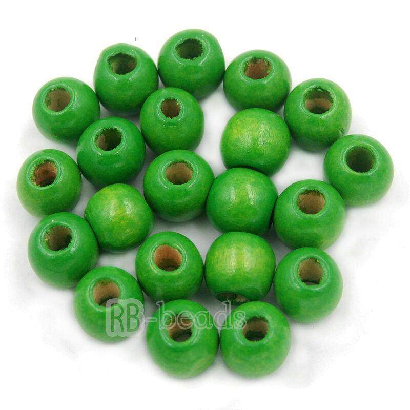 Assorted wooden beads natural, round size 4-16mm100pcs 