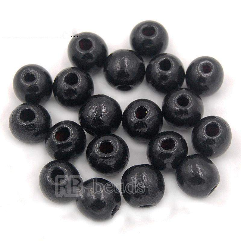 Assorted wooden beads natural, round size 4-16mm100pcs 