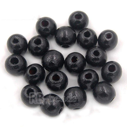 Assorted wooden beads natural, round size 4-16mm100pcs 