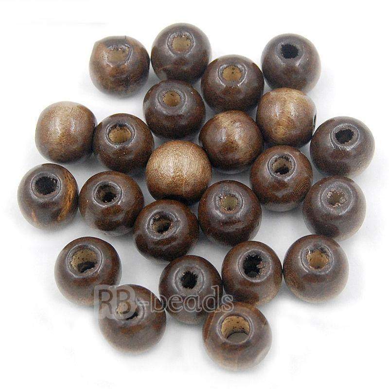 Assorted wooden beads natural, round size 4-16mm100pcs 