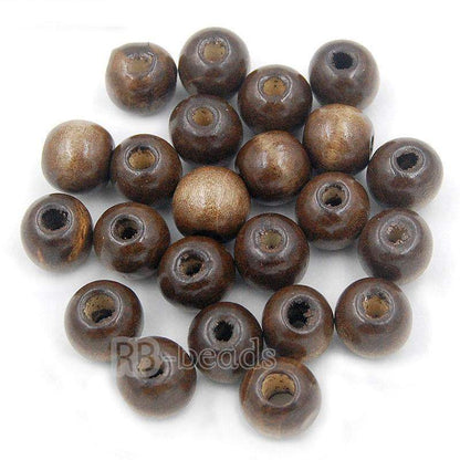 Assorted wooden beads natural, round size 4-16mm100pcs 