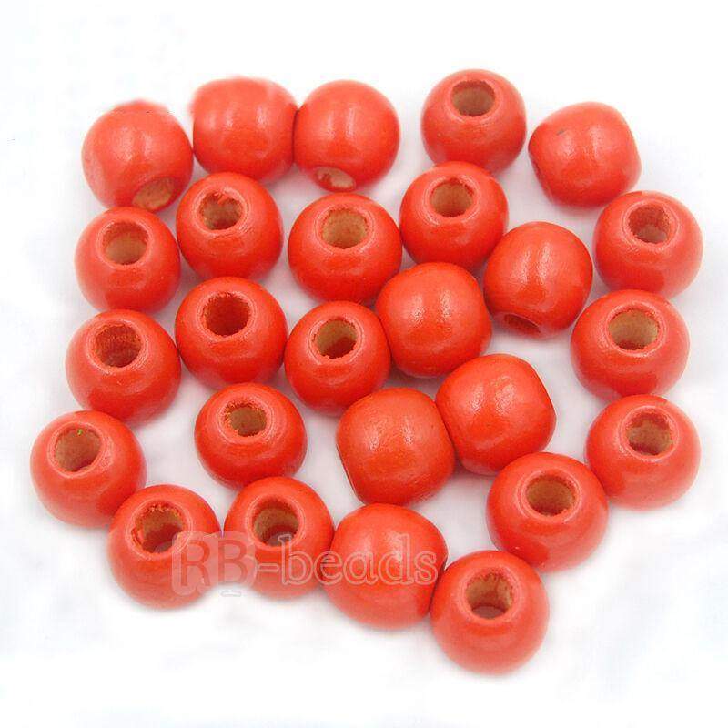 Assorted wooden beads natural, round size 4-16mm100pcs 
