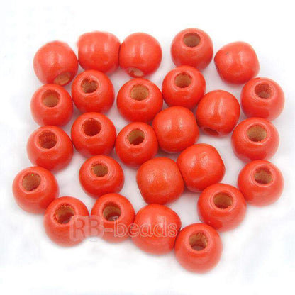 Assorted wooden beads natural, round size 4-16mm100pcs 