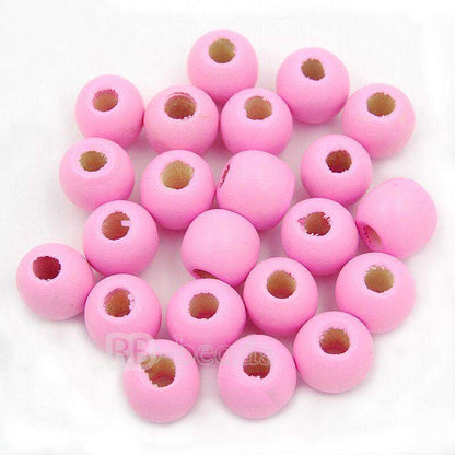Assorted wooden beads natural, round size 4-16mm100pcs 