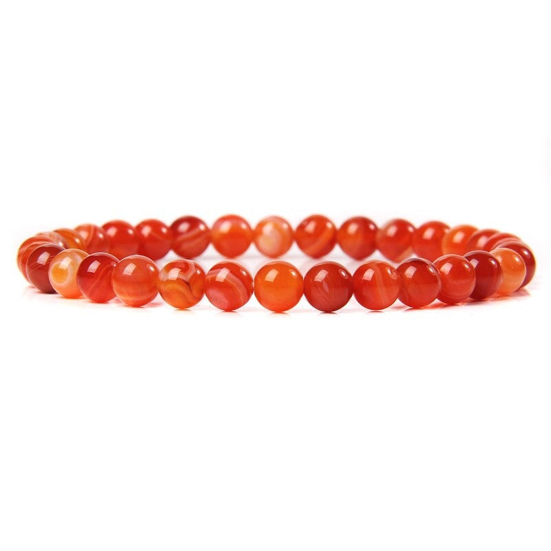 Bracelet extensible en agate cornaline, 4-12 mm 