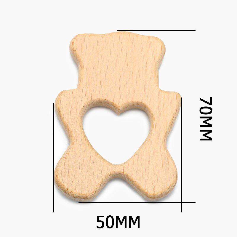 Baby Wooden Teethers beads, Natural Beech Wood, Animals Shape, Pacifier Newborn Toys Beads 