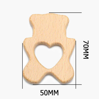 Baby Wooden Teethers beads, Natural Beech Wood, Animals Shape, Pacifier Newborn Toys Beads 