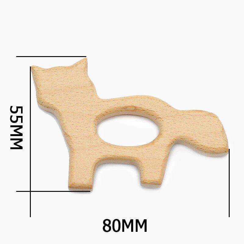 Baby Wooden Teethers beads, Natural Beech Wood, Animals Shape, Pacifier Newborn Toys Beads 