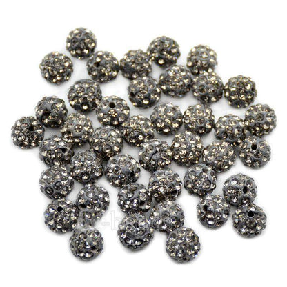Black Diamond Crystal Rhinestone Round Beads, 6mm 8mm 8mm 10mm 12mm Pave Clay Disco Ball Beads Chunky Bubble Gum Beads Gumball Acrylic Beads 