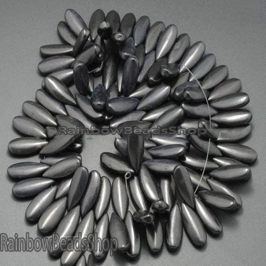 Black Howlite Turquoise Teardrop Gemstone Jewelry Beads, 10x24mm Top Drilled, 16'' strand 