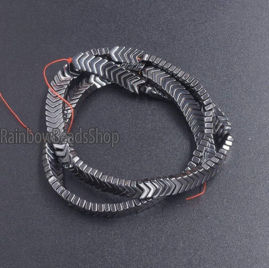 Black V Shape Arrowheaded Hematite Beads, 2x4x6mm, 16'' strand 