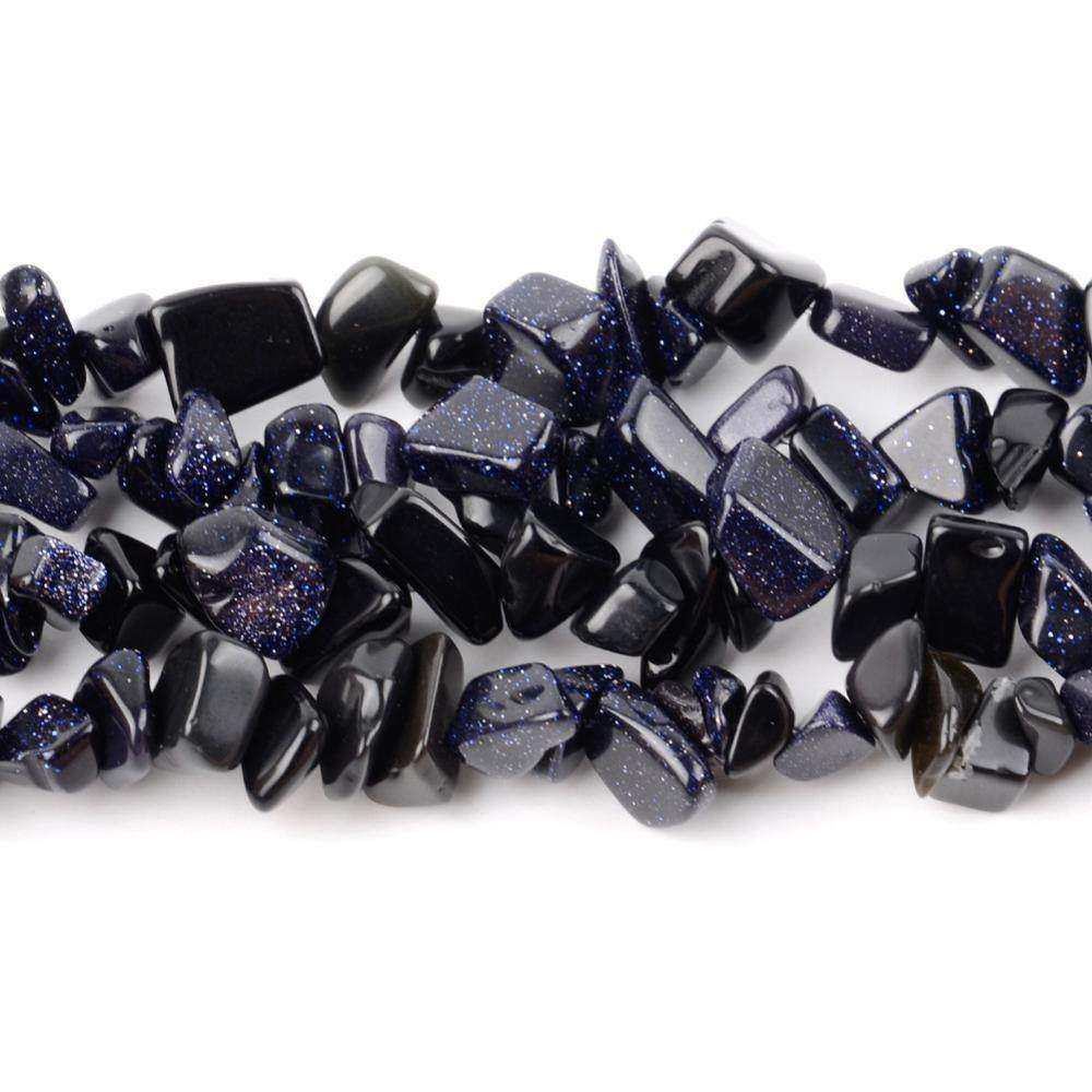 Blue Sand Chip Beads, Polished Stone 5~8mm 34 Inc per strand 