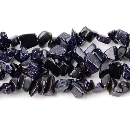 Blue Sand Chip Beads, Polished Stone 5~8mm 34 Inc per strand 