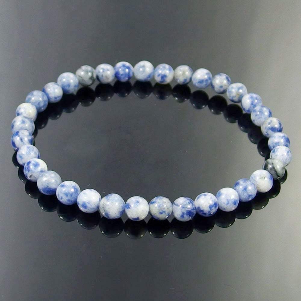 Bracelet extensible en pierres précieuses de jaspe tache bleue, 4-12 mm 
