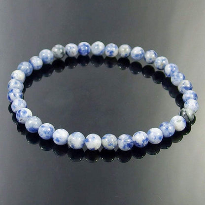 Bracelet extensible en pierres précieuses de jaspe tache bleue, 4-12 mm 