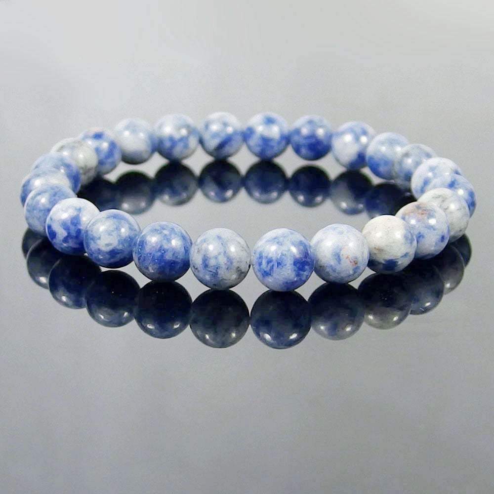 Bracelet extensible en pierres précieuses de jaspe tache bleue, 4-12 mm 