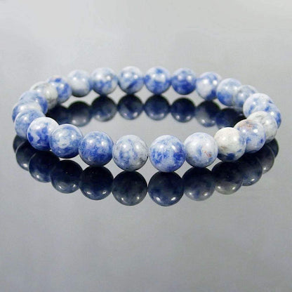 Bracelet extensible en pierres précieuses de jaspe tache bleue, 4-12 mm 